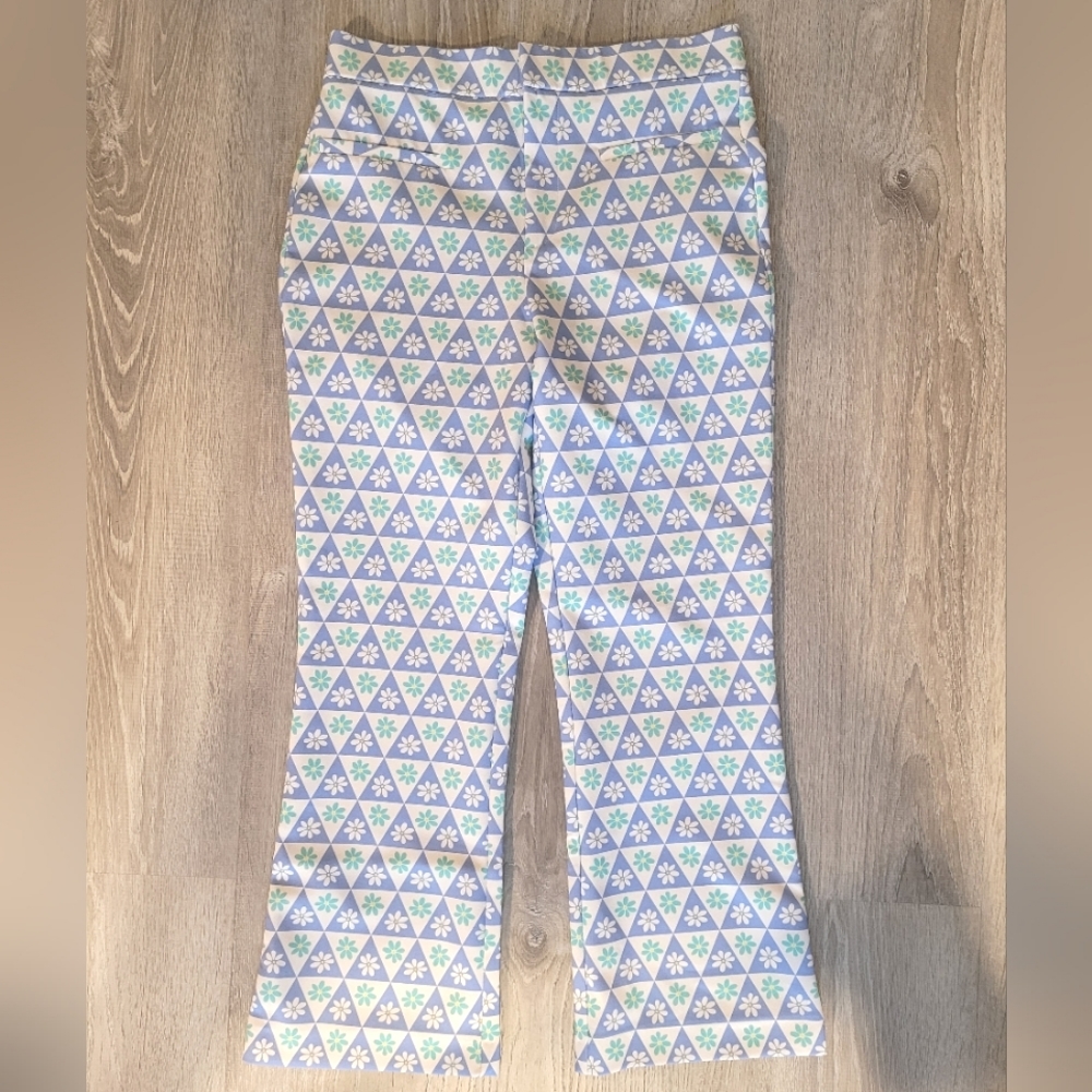 Zara Retro Ankle Flare Purple and Green Pants Women's Size Medium 28 Kick Flare